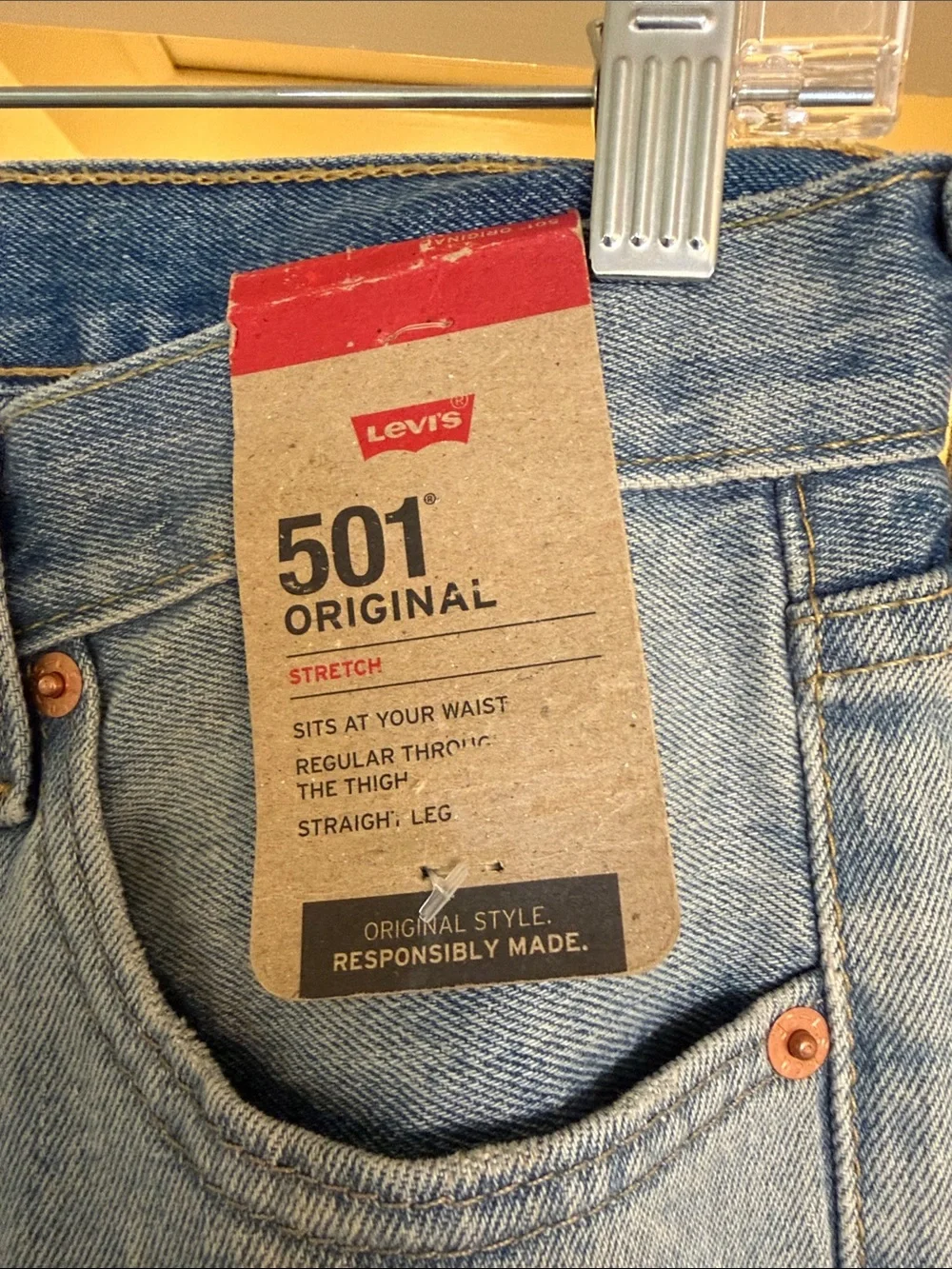 Levi's Light Blue Straight Leg 501 Jeans